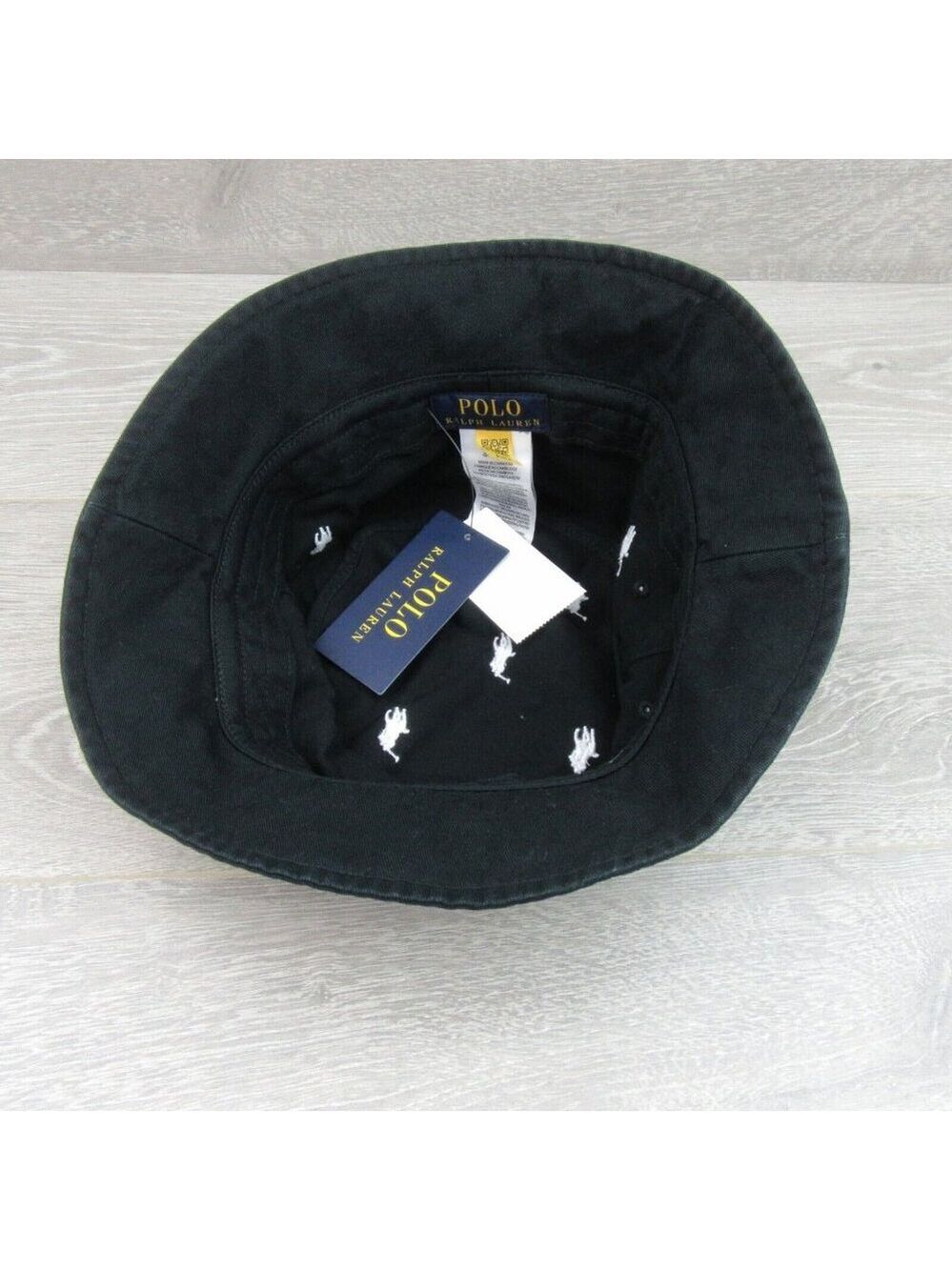 Polo Ralph Lauren Embroidered Pony Bucket Hat Adult Size S/M Black White NEW - Picture 6 of 10